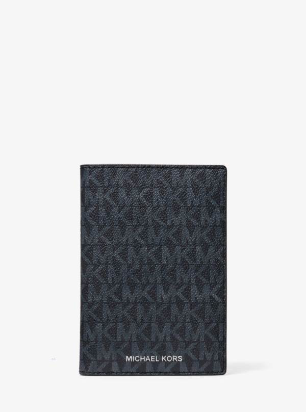 Panske Penazenky Michael Kors Logo Passport Modre - Doplnky Michael Kors Lacne | VSBCF-8103